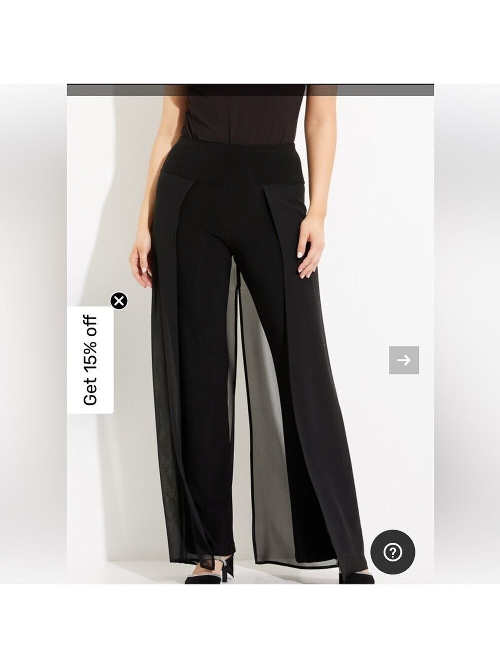Joseph Ribkoff Black Wide Leg Pants with overlay chiffon
